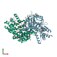 PDB entry 3ei5 coloured by chain, front view.