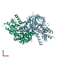 PDB entry 3eia coloured by chain, front view.