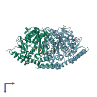 PDB entry 3eib coloured by chain, top view.