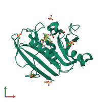 PDB entry 3eig coloured by chain, front view.