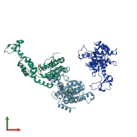 PDB entry 3eih coloured by chain, front view.