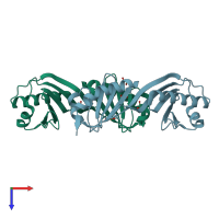 PDB entry 3eik coloured by chain, top view.