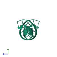 Homo dimeric assembly 1 of PDB entry 3eil coloured by chemically distinct molecules, side view.