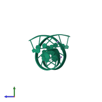 Homo dimeric assembly 3 of PDB entry 3eil coloured by chemically distinct molecules, side view.