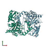 PDB entry 3eit coloured by chain, front view.