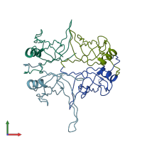 PDB entry 3eiv coloured by chain, front view.