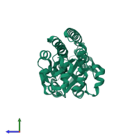 PDB entry 3eiw coloured by chain, side view.