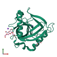 PDB entry 3eiy coloured by chain, front view.