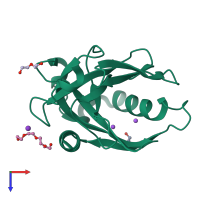 PDB entry 3eiy coloured by chain, top view.