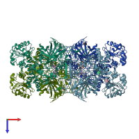 PDB entry 3ej6 coloured by chain, top view.