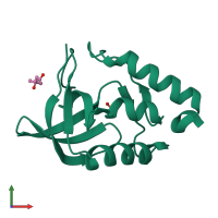 PDB entry 3eji coloured by chain, front view.