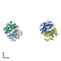 PDB entry 3ejl coloured by chain, front view.