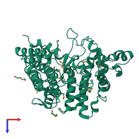 PDB entry 3ejn coloured by chain, top view.