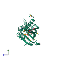 PDB entry 3ejv coloured by chain, side view.