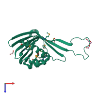 PDB entry 3ejv coloured by chain, top view.