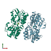 PDB entry 3ejw coloured by chain, front view.