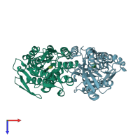 PDB entry 3ejw coloured by chain, top view.