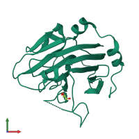 PDB entry 3ek9 coloured by chain, front view.