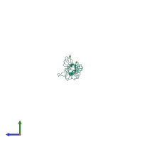 PDB entry 3eka coloured by chain, side view.