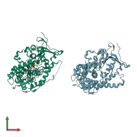 PDB entry 3ekf coloured by chain, front view.