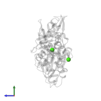CALCIUM ION in PDB entry 3el2, assembly 1, side view.