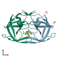 PDB entry 3el4 coloured by chain, front view.