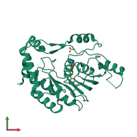 PDB entry 3eld coloured by chain, front view.
