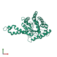 PDB entry 3elf coloured by chain, front view.