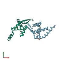 PDB entry 3elk coloured by chain, front view.