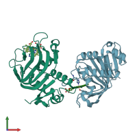 PDB entry 3ell coloured by chain, front view.