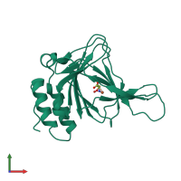 PDB entry 3eln coloured by chain, front view.