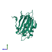 Cysteine dioxygenase type 1 in PDB entry 3eln, assembly 1, side view.