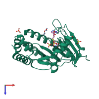 PDB entry 3ely coloured by chain, top view.