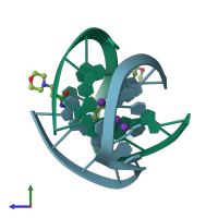 PDB entry 3em2 coloured by chain, side view.