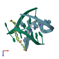 PDB entry 3em2 coloured by chain, top view.