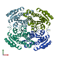PDB entry 3emk coloured by chain, front view.