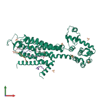 PDB entry 3eml coloured by chain, front view.