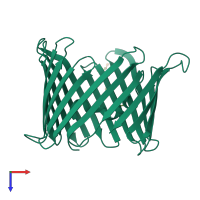 PDB entry 3emn coloured by chain, top view.