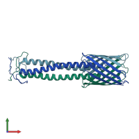 PDB entry 3emo coloured by chain, front view.