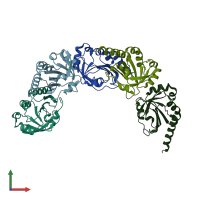 PDB entry 3emp coloured by chain, front view.