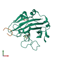 PDB entry 3emw coloured by chain, front view.