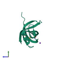 PDB entry 3en2 coloured by chain, side view.