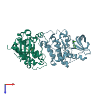 PDB entry 3en4 coloured by chain, top view.