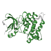 The deposited structure of PDB entry 3en5 contains 2 copies of Pfam domain PF07714 (Protein tyrosine and serine/threonine kinase) in Proto-oncogene tyrosine-protein kinase Src. Showing 1 copy in chain B.