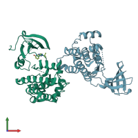 PDB entry 3en7 coloured by chain, front view.