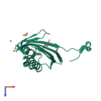 PDB entry 3en8 coloured by chain, top view.