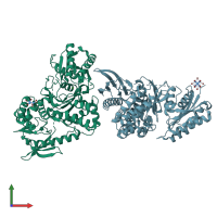 PDB entry 3en9 coloured by chain, front view.