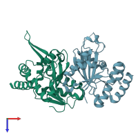 PDB entry 3enb coloured by chain, top view.