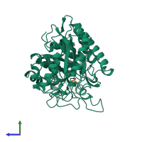 PDB entry 3enl coloured by chain, side view.