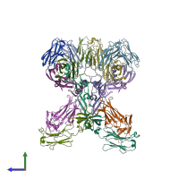 PDB entry 3eo1 coloured by chain, side view.